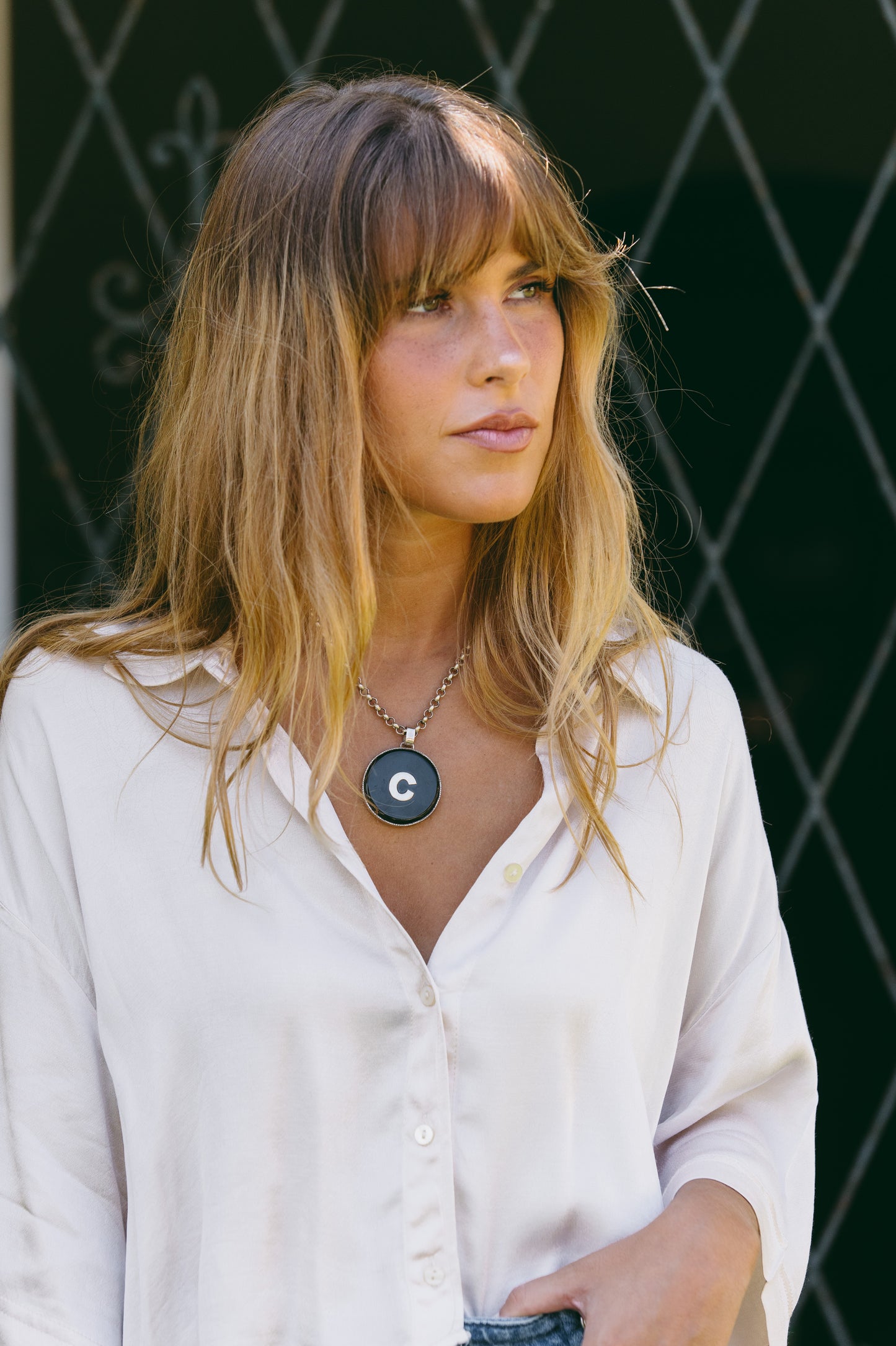 Onyx Initial Pendant